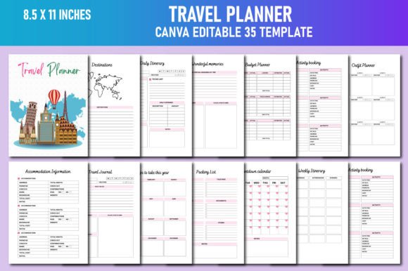 Download Travel Planner Canva KDP - Travel planner Collection
