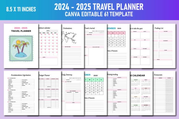 Download 2024 - 2025 Travel Planner Canva KDP - Travel planner Collection