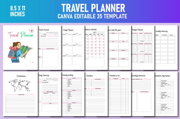 Download Travel Planner Canva KDP - Travel planner Collection