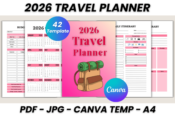 Download 2026 Travel Planner Canva Template - Travel planner Collection