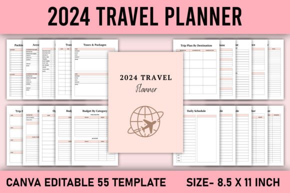 Download 2024 Travel Planner Canva Template - Travel planner Collection