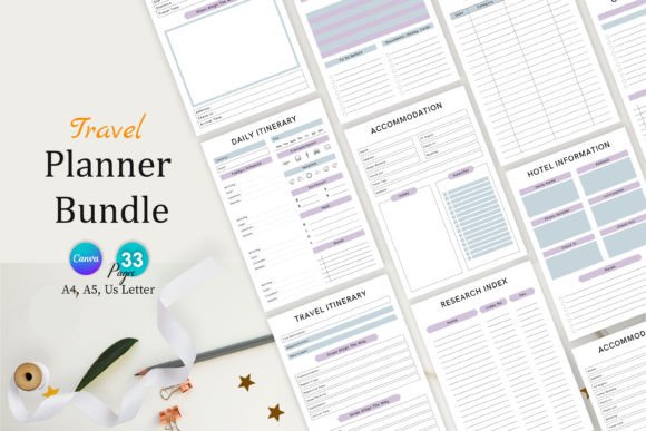 Download Editable Travel Planner Bundle Pack - Travel planner Collection