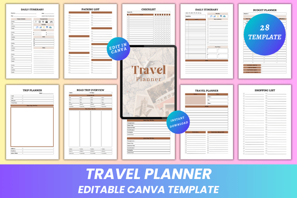Download Travel Planner Canva KDP Interior - Travel planner Collection