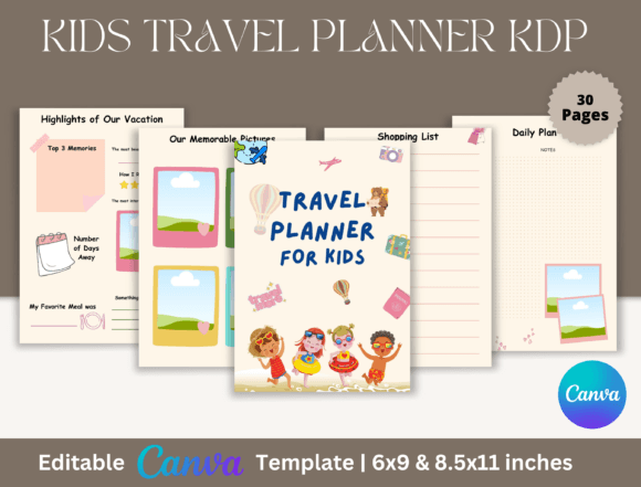 Download Canva Kids Travel Planner for KDP - Travel planner Collection