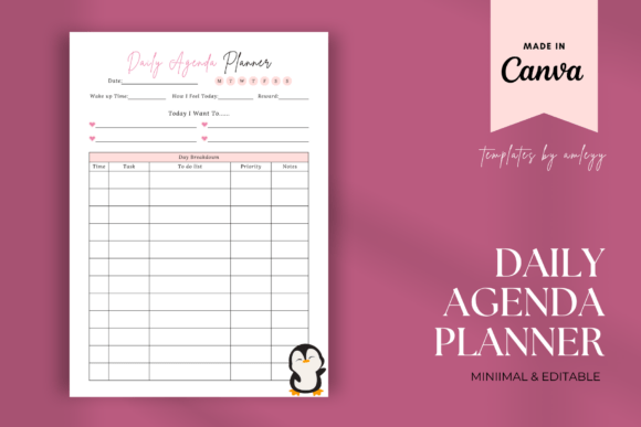 Download Minimal Cute Daily Agenda Planner - Agenda Collection