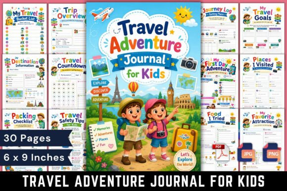 Download Travel Adventure Journal for Kids - Premium Bundle