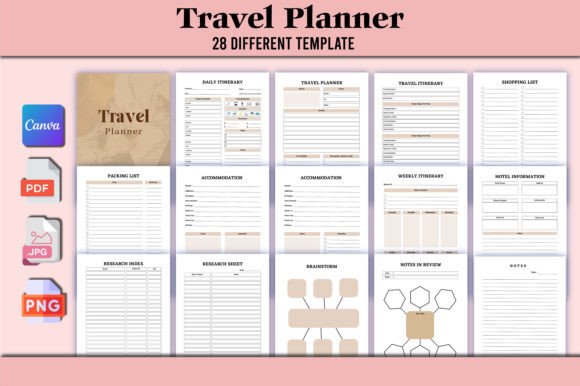 Download Editable Travel Planner Bundle Canva - Travel planner Collection